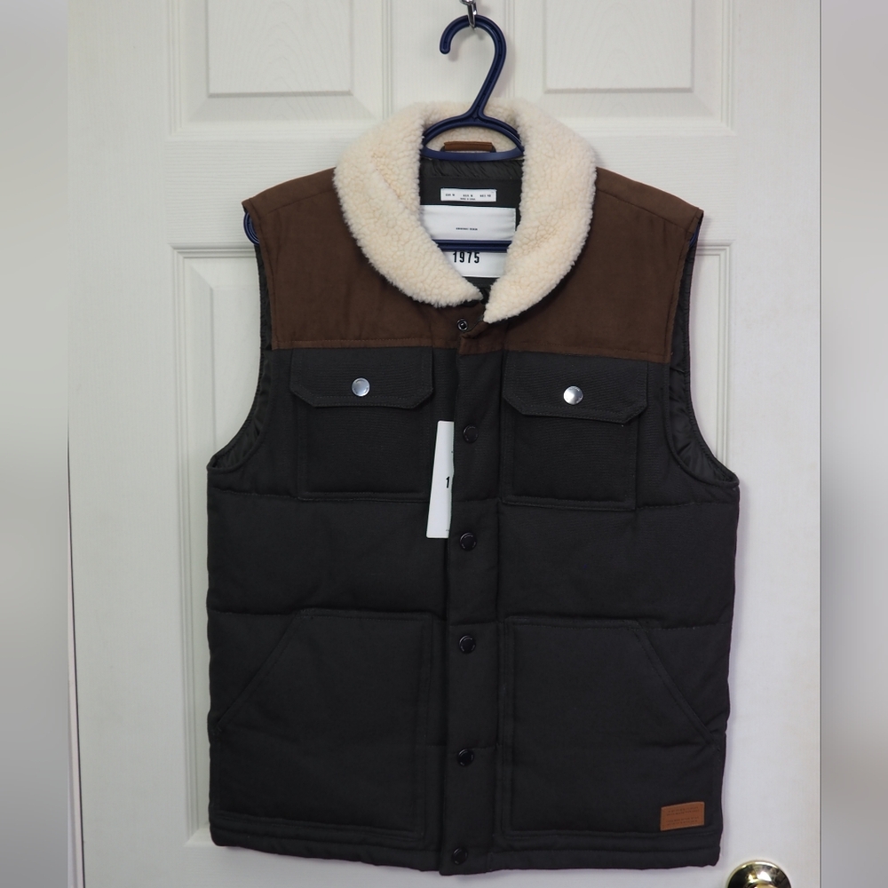 Black and Brown Vest with Cream Collar
